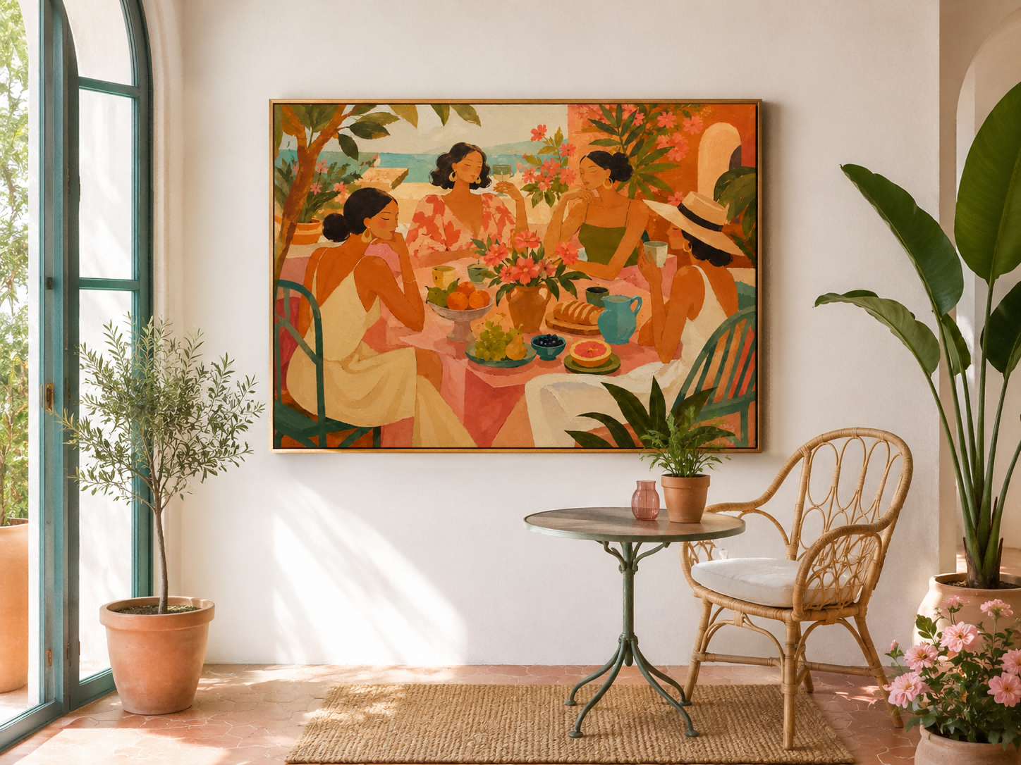Whimsical Art Deco Style Painting For Luxury Living Room Decor