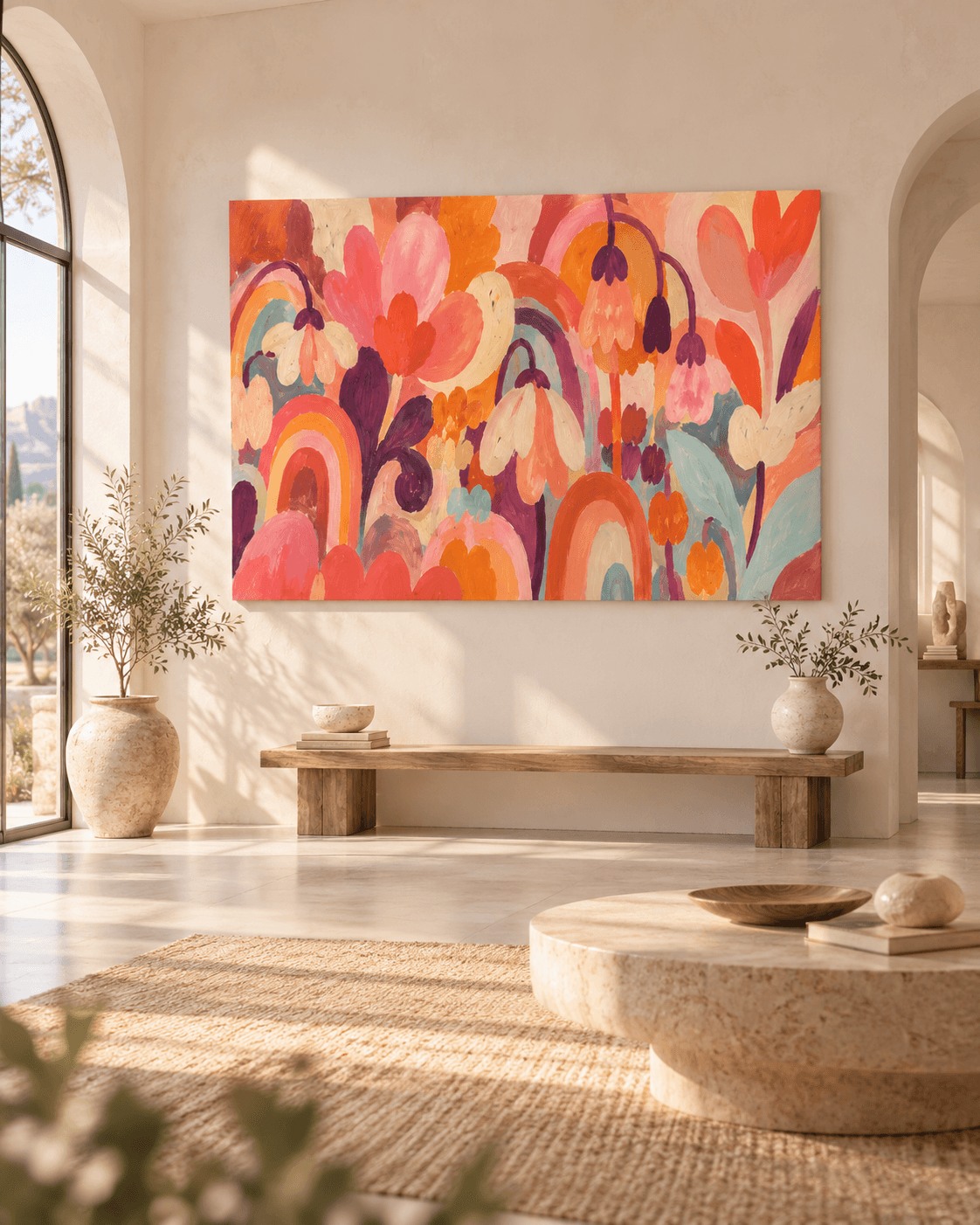 Scandinavian Style Abstract Art Hand-Painted Canvas With Expressive Brushwork