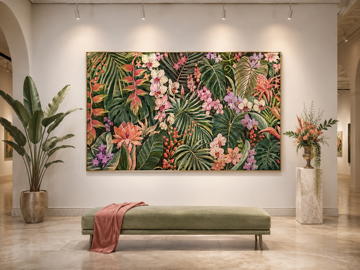 Exotic Botanical Illustration Canvas Art With Textured Brushstrokes For Home