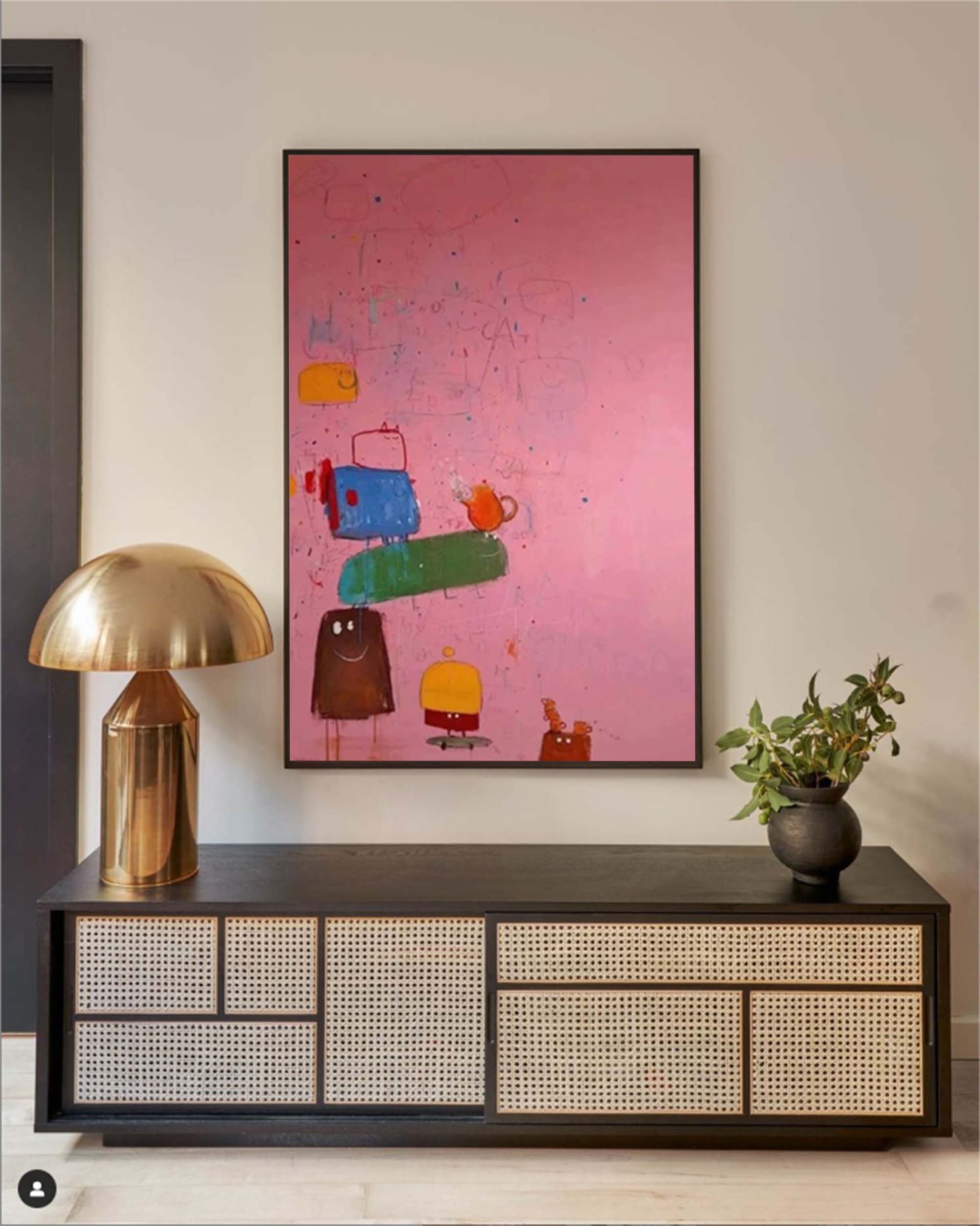 Pink Graffiti Abstract Wall Art Canvas Large Modern Original Acrylic Painting Kids Room Decor