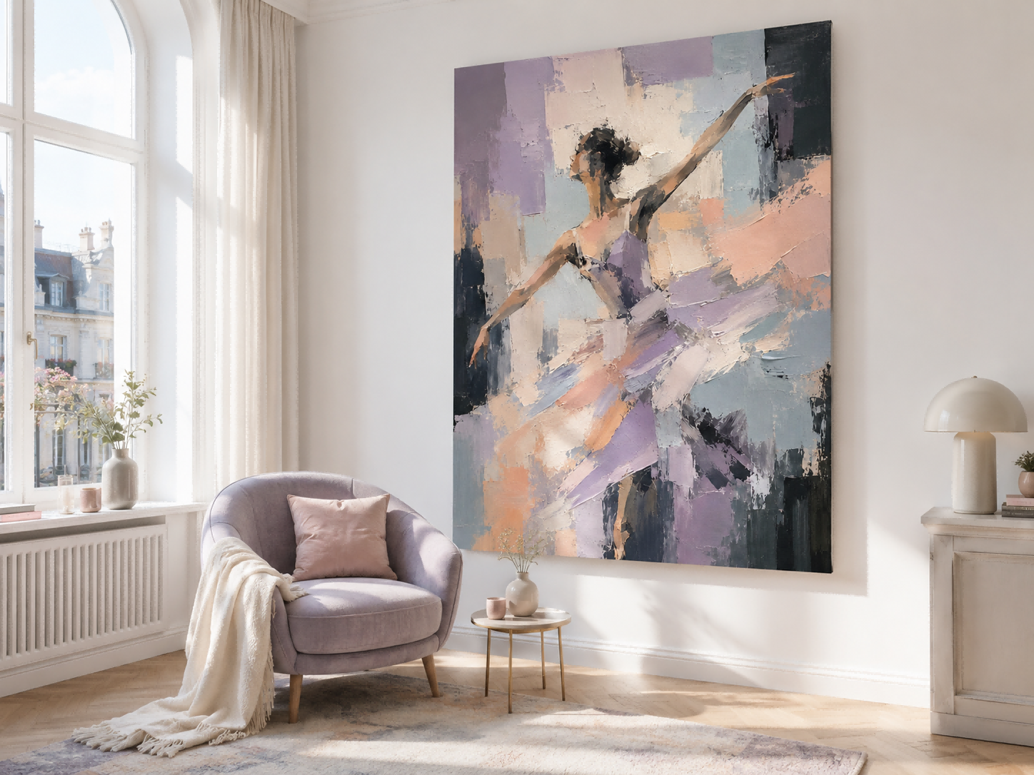 Handmade Textured Oil Painting Of Ballerina With Expressive Brushstrokes And Modern Appeal