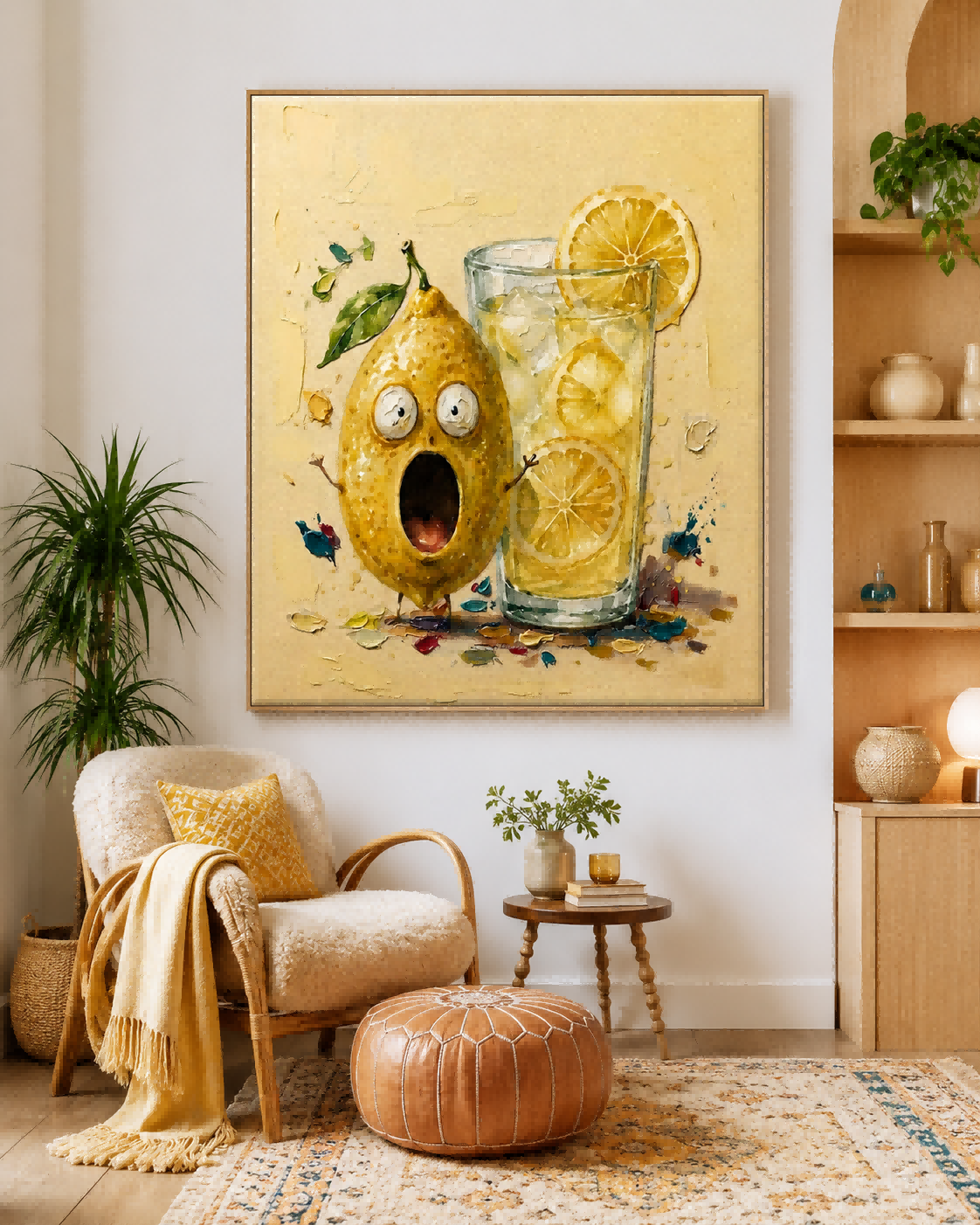 Anthropomorphic Lemon Canvas Art With Fun Character For Unique Wall Decoration