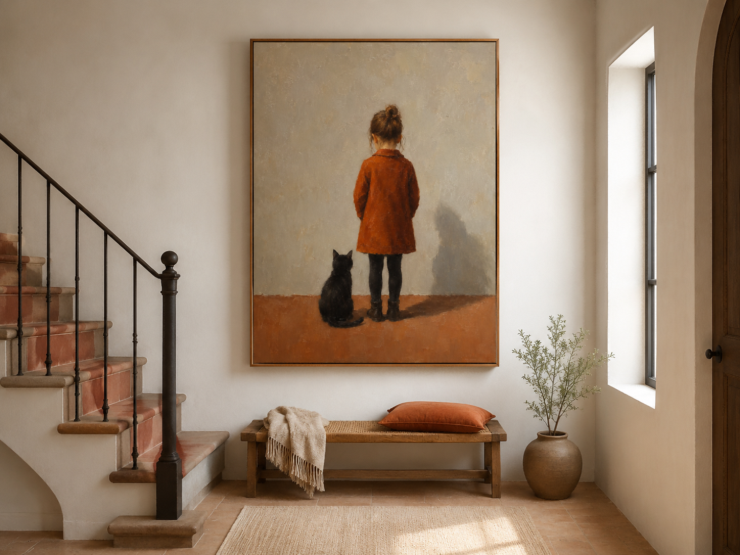 Modern Realist Figure Art For Living Room Warm Brown Tones