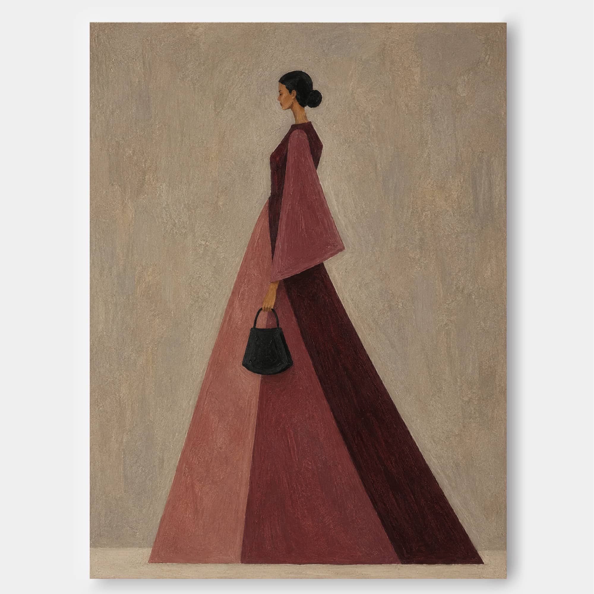 Abstract Woman In Red Gown Hand-Painted Canvas Art For Modern Home