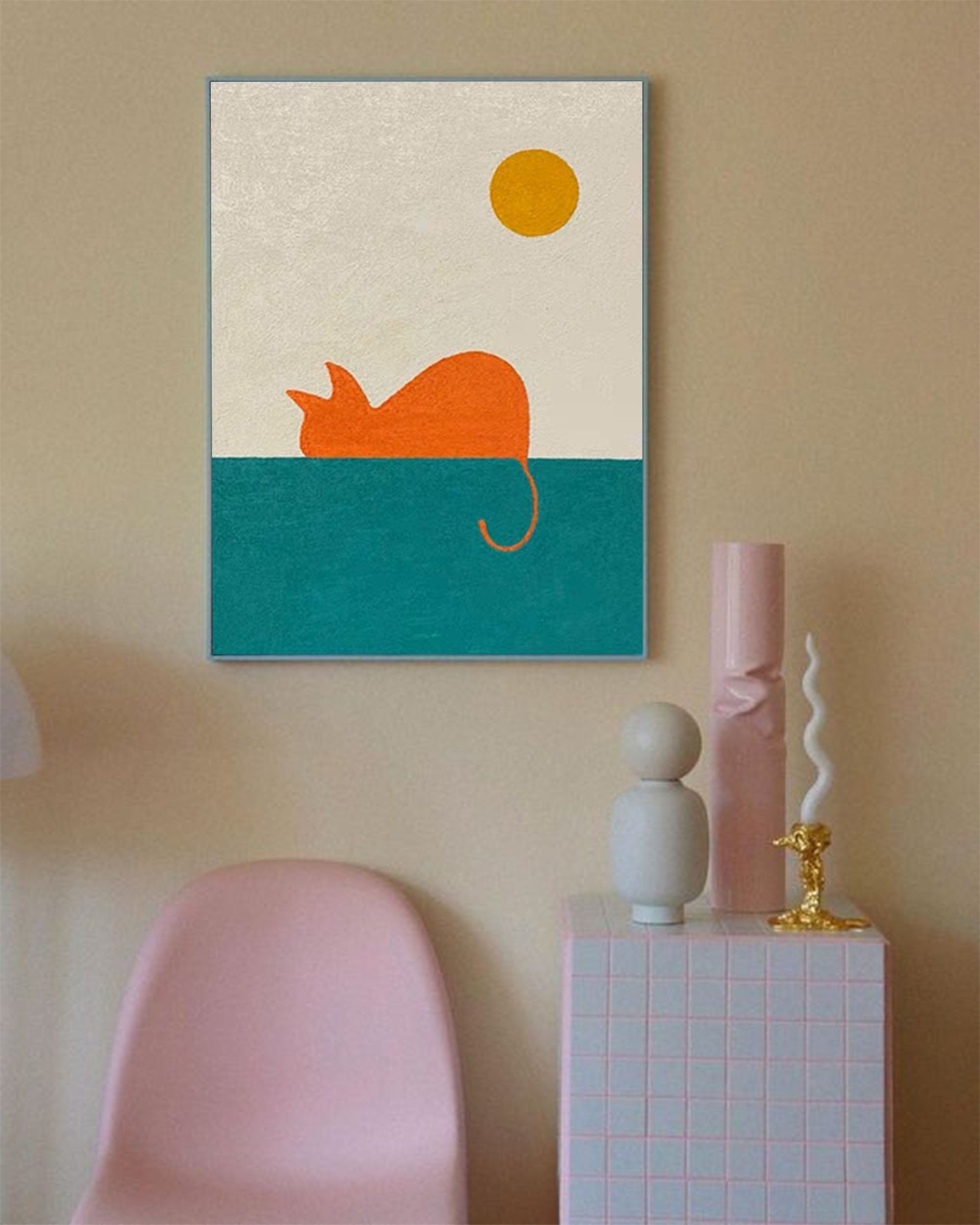 Abstract Cats Painting Wall Art Modern Animal Oil Painting On Canvas Living Room Decor