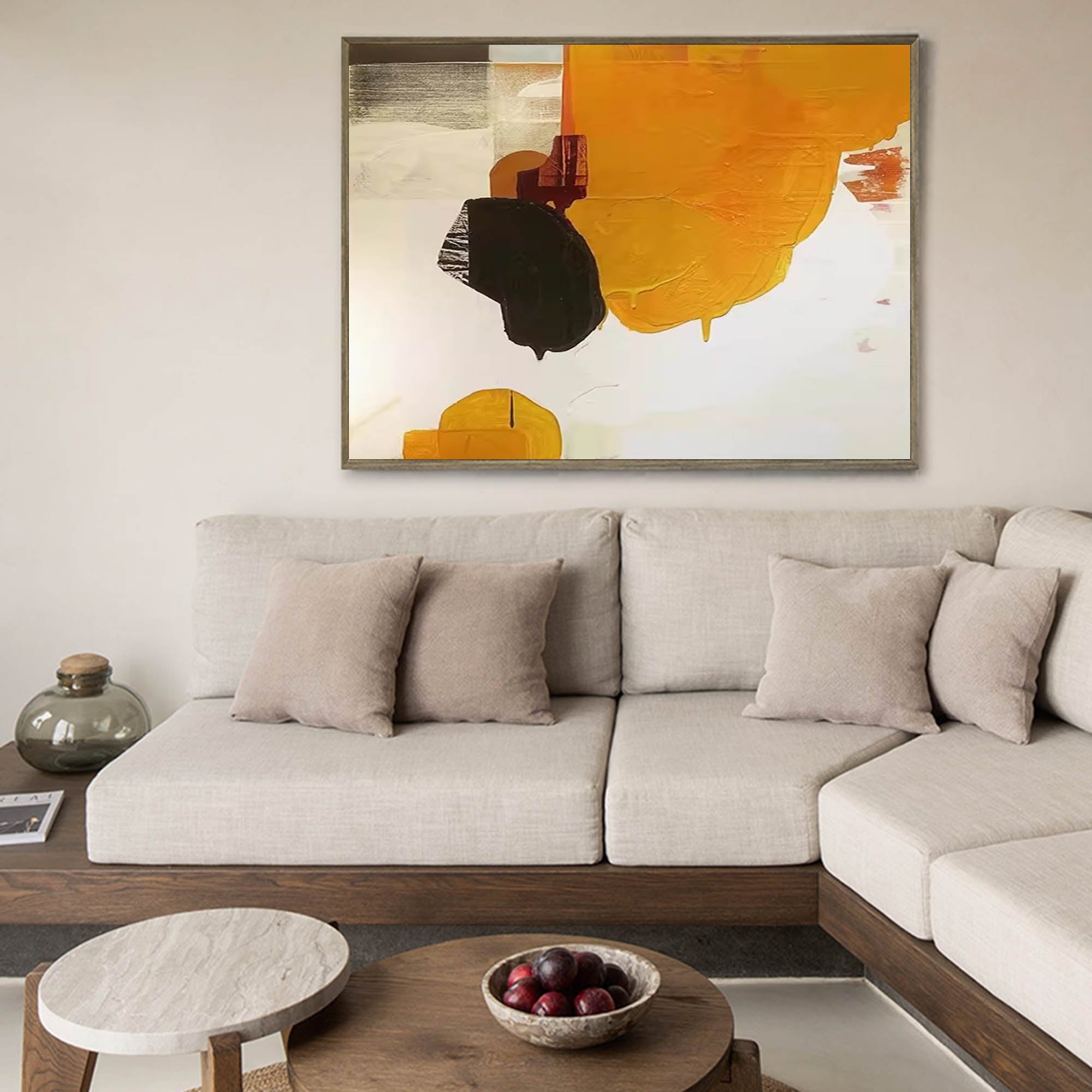 Modern Abstract Oil Painting On Canvas Large Yellow Wall Art Original Oil Painting Home Decor