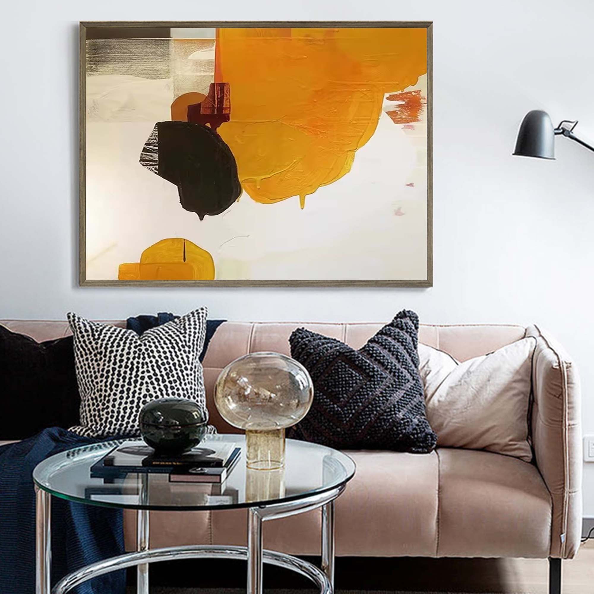 Modern Abstract Oil Painting On Canvas Large Yellow Wall Art Original Oil Painting Home Decor