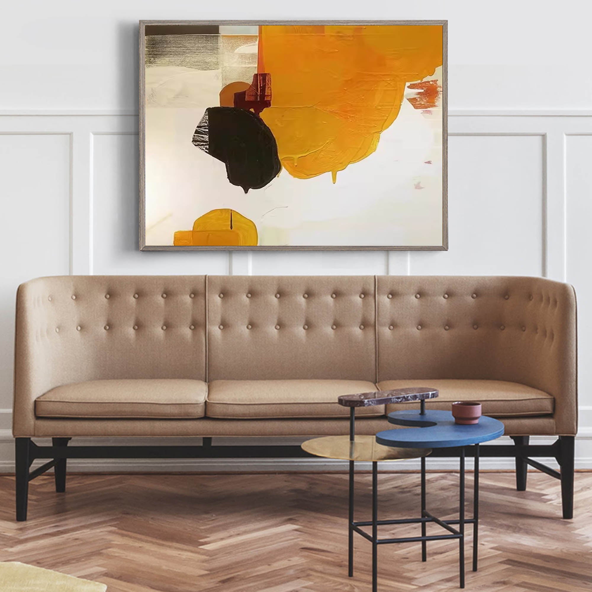 Modern Abstract Oil Painting On Canvas Large Yellow Wall Art Original Oil Painting Home Decor