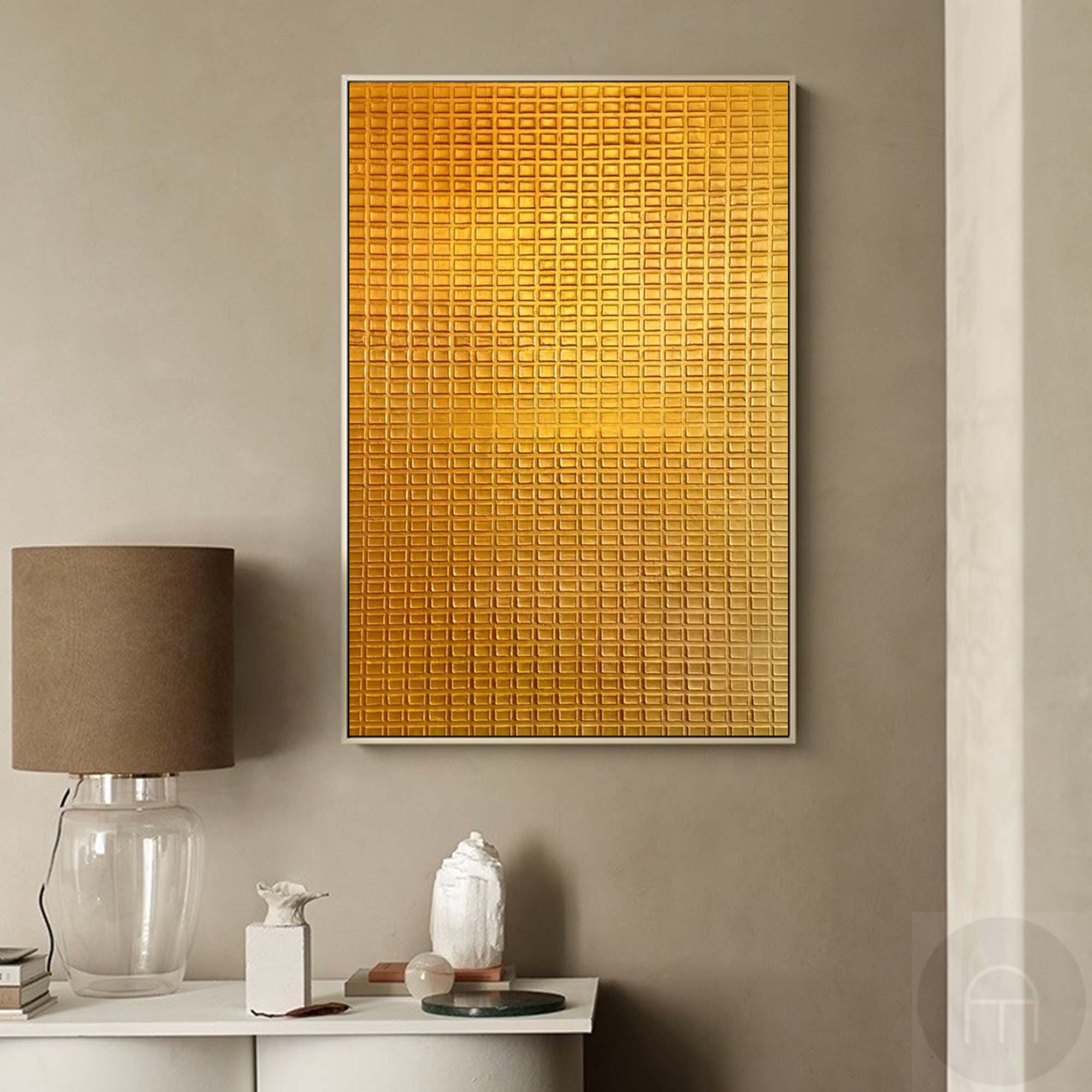 Large Original Textured Oil Painting On Canvas Gold Abstract Wall Art Modern Minimalist Decor 