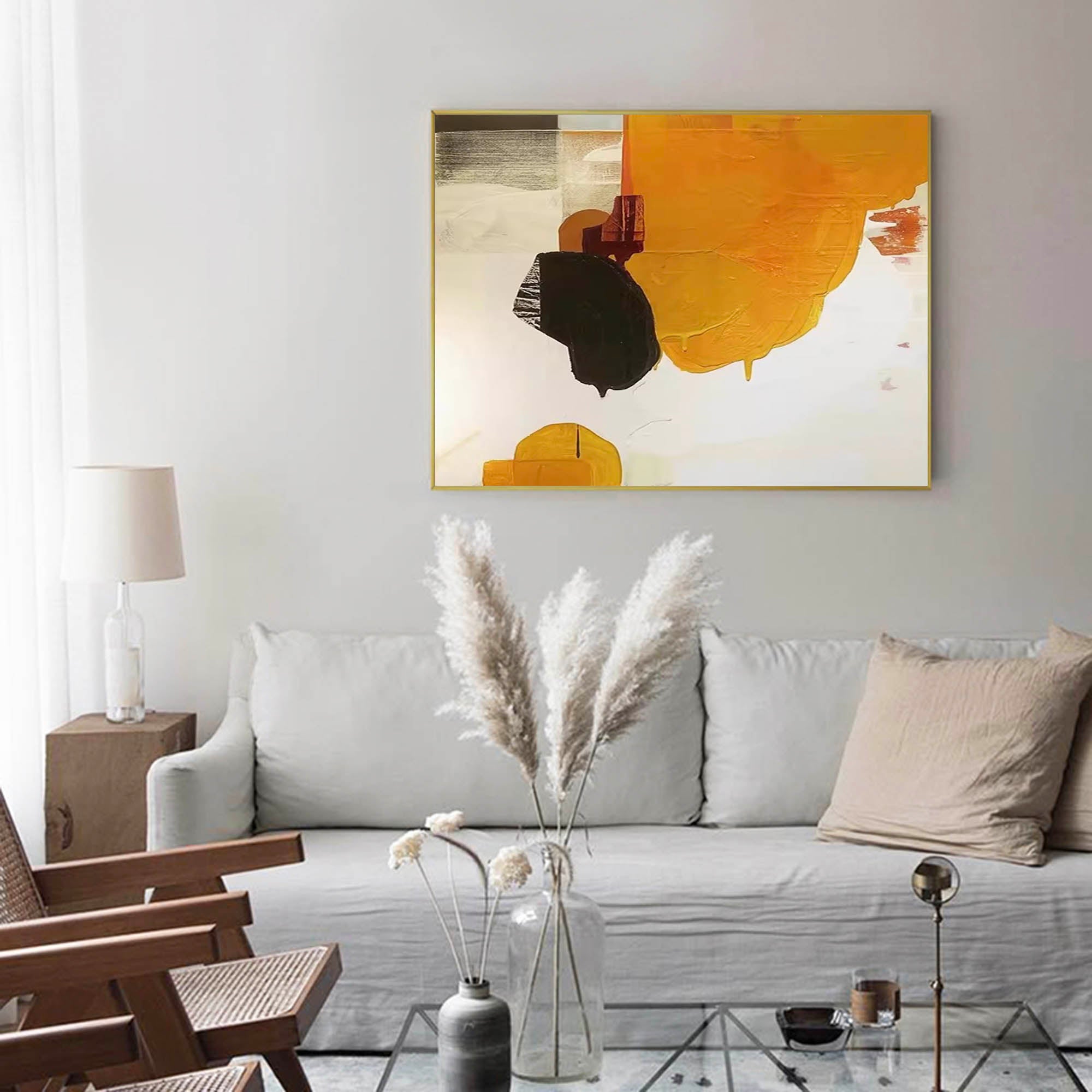 Modern Abstract Oil Painting On Canvas Large Yellow Wall Art Original Oil Painting Home Decor