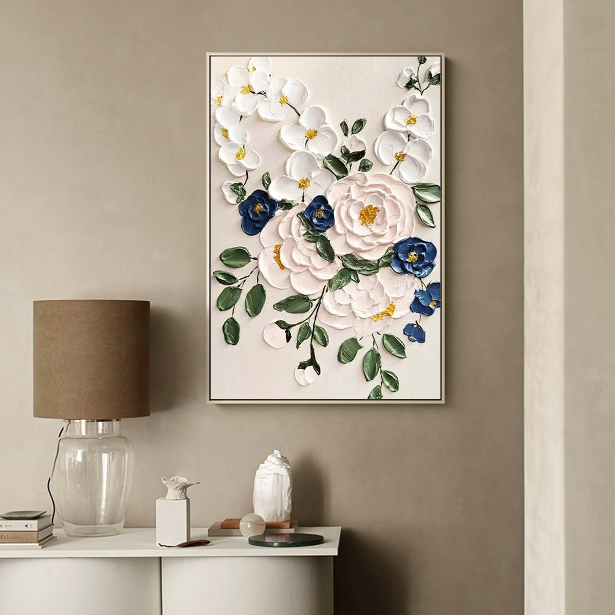Textured floral canvas painting
