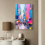 Large Cityscape Oil Painting On Canvas Original Abstract Urban Scene Art Modern Colorful Wall Art Living Room