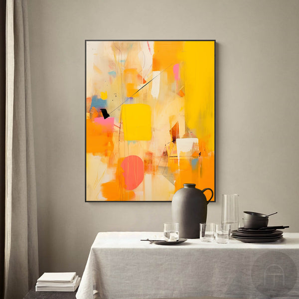 Original Acrylic Painting on Canvas Large Abstract Wall Art Modern Vibrant Yellow Oil Painting for Home Decor