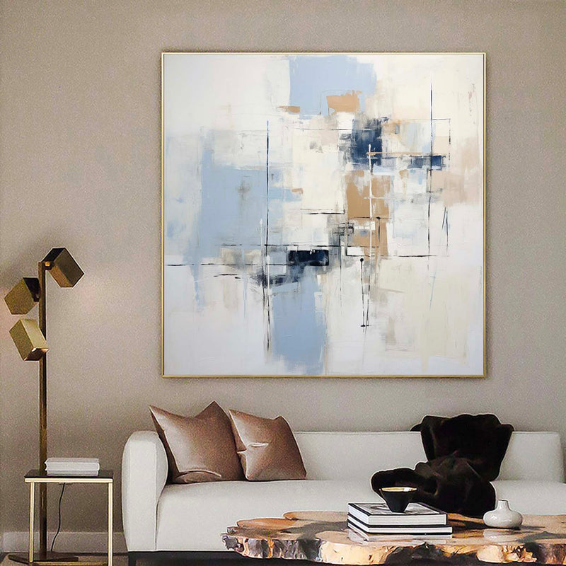 Blue Square Original Abstract Oil Painting Abstract Acrylic Painting Large Wall Art Modern Art Home Decor