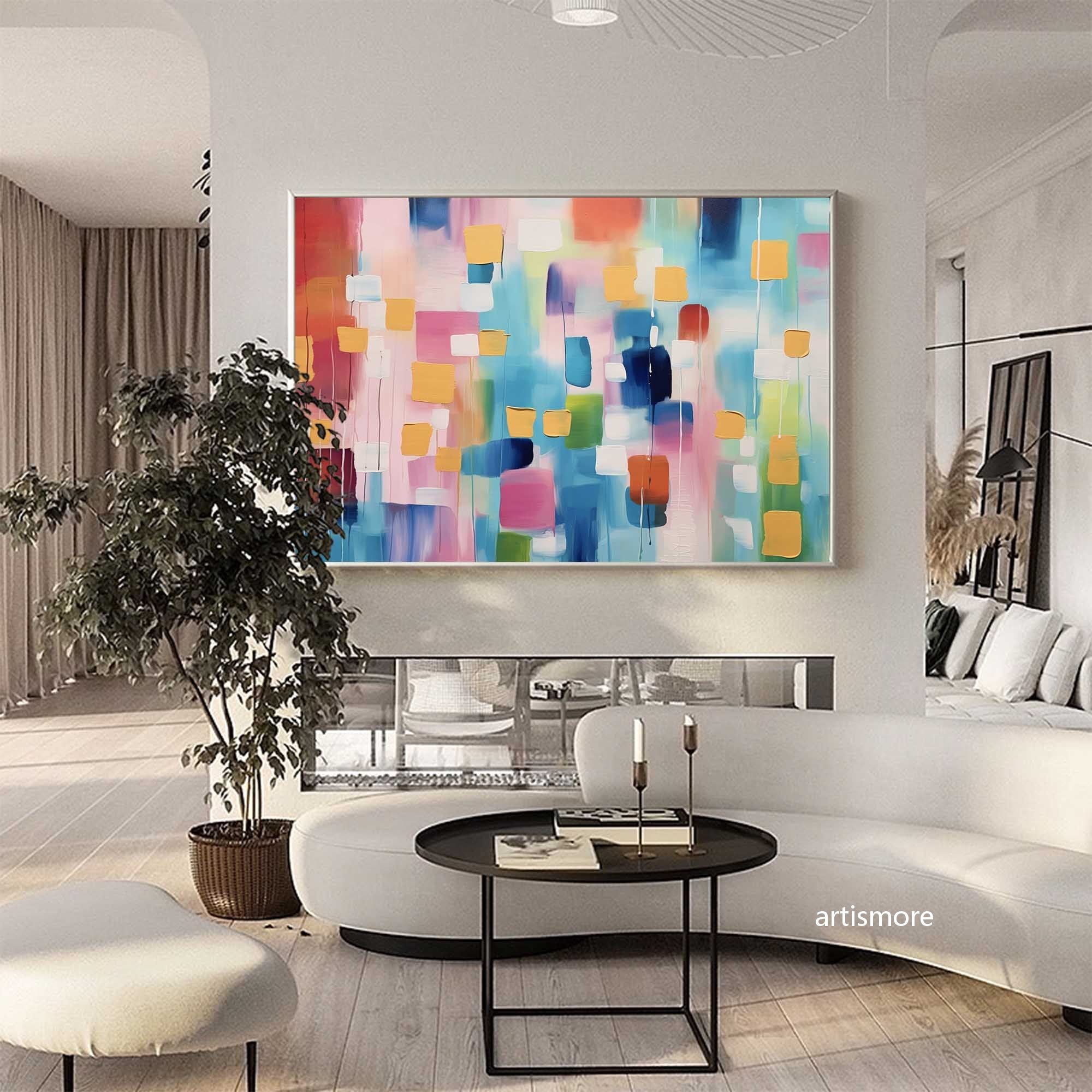 Vibrant Colorful Large Wall Art Original Abstract Oil Painting On Canvas Modern Oil Painting Living Room Decoration