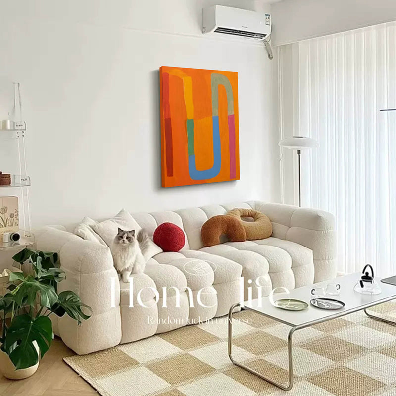 Orange Large Abstract Painting Colorful Canvas Original Colorful Painting Bright Wall Art Modern Wall Decor