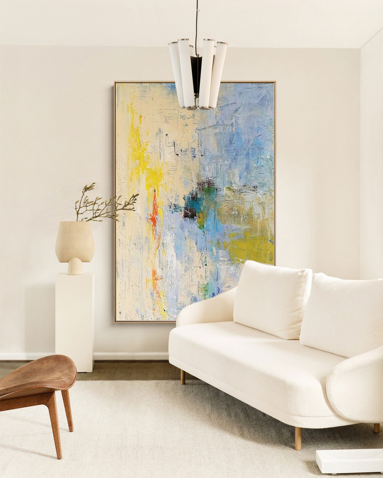 Original Yellow Abstract Oil Painting Large Beige Abstract Painting Modern Minimalist Abstract Painting Contemporary Wall Ar