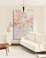 Abstract Pink Flower Oil Painting On Canvas Original Floral Painting Modern Textured Living Room Wall Art Decor