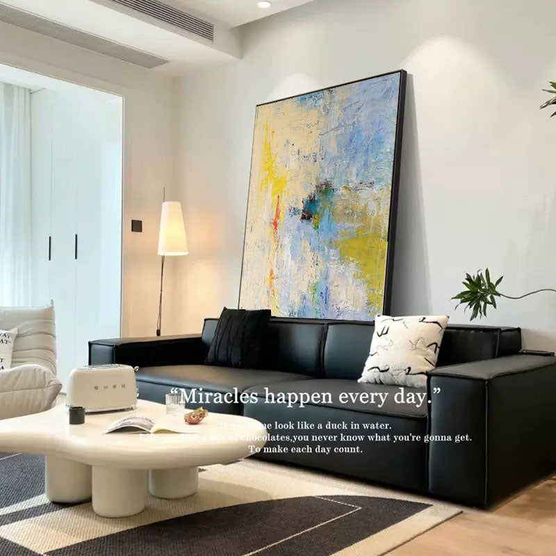 Original Yellow Abstract Oil Painting Large Beige Abstract Painting Modern Minimalist Abstract Painting Contemporary Wall Ar