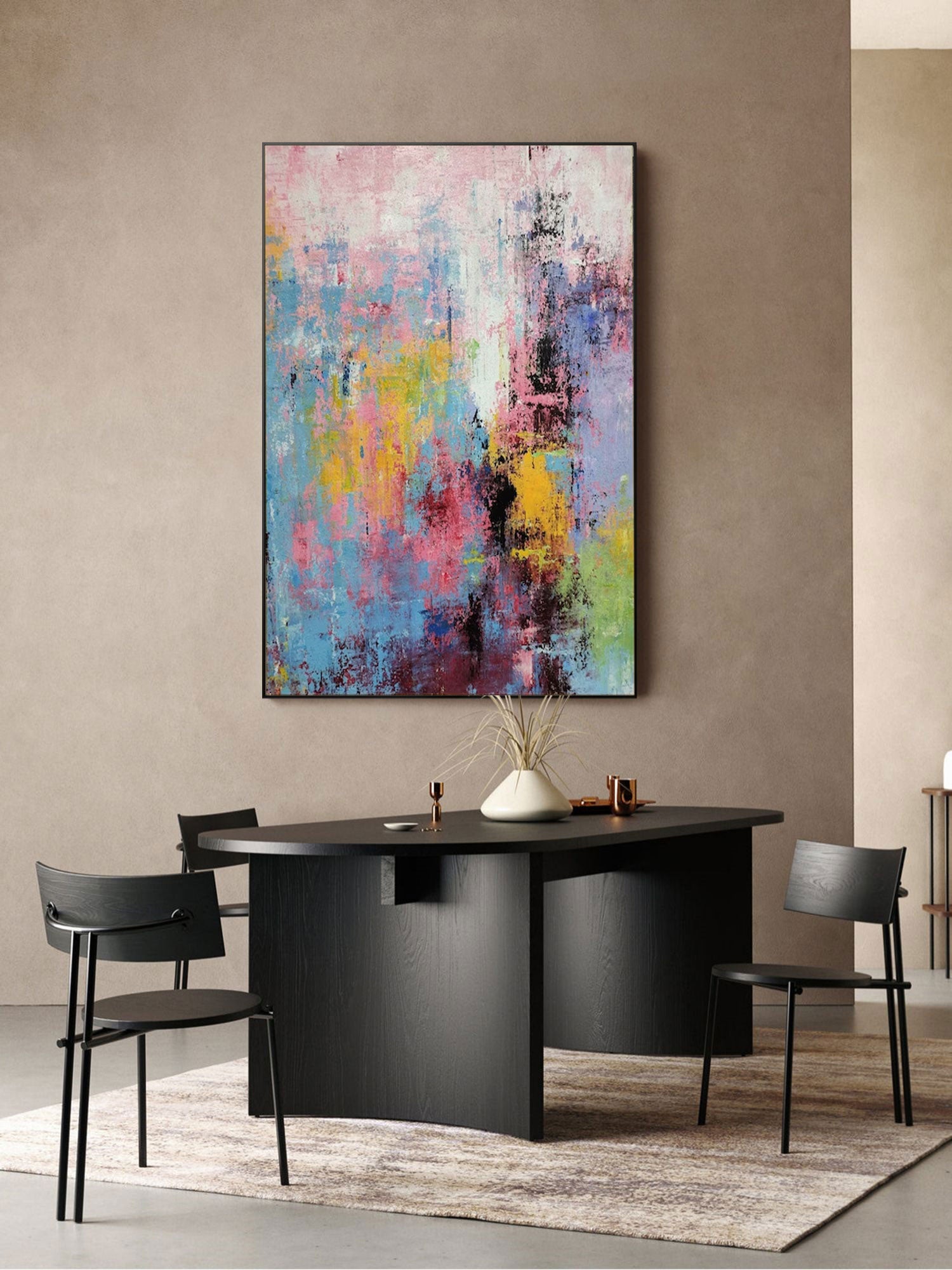 Multicolour Abstract Painting Large Pink Abstract Painting On Canvas Modern Abstract Painting Multicolour Wall Art