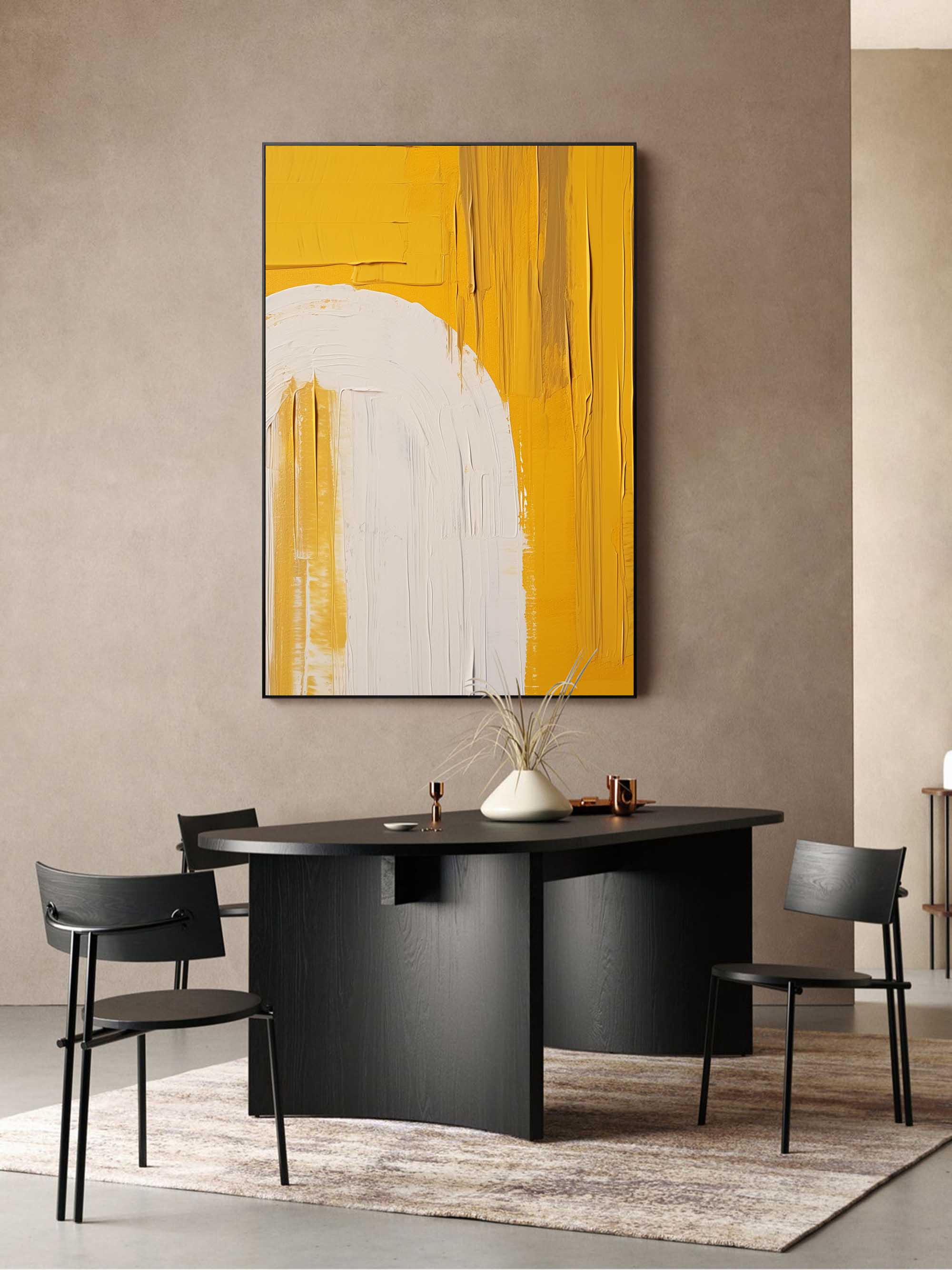 Bright Yellow Texture Minimalist Oil Painting On Canvas Original Wall Art Large Abstract acrylic painting For Living Room