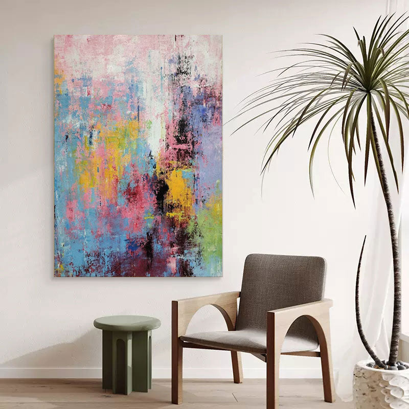 Multicolour Abstract Painting Large Pink Abstract Painting On Canvas Modern Abstract Painting Multicolour Wall Art