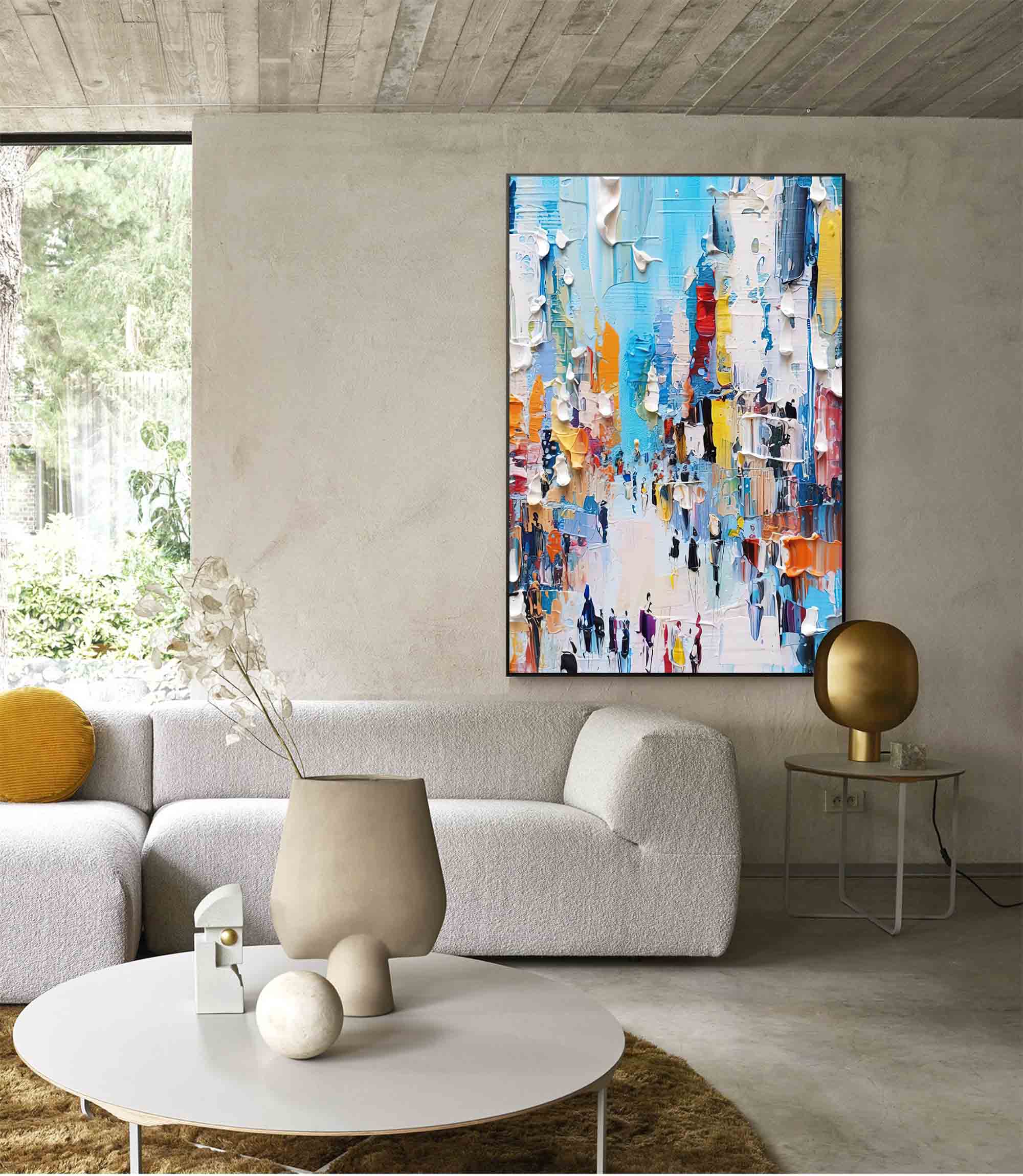 Abstract Cityscape Oil Painting On Canvas Original Modern Urban Scene Art Large Wall Art Home Decor