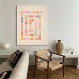 Geometric Large Composition Color Artwork Original Abstract Oil Painting Framed Living Room Decor