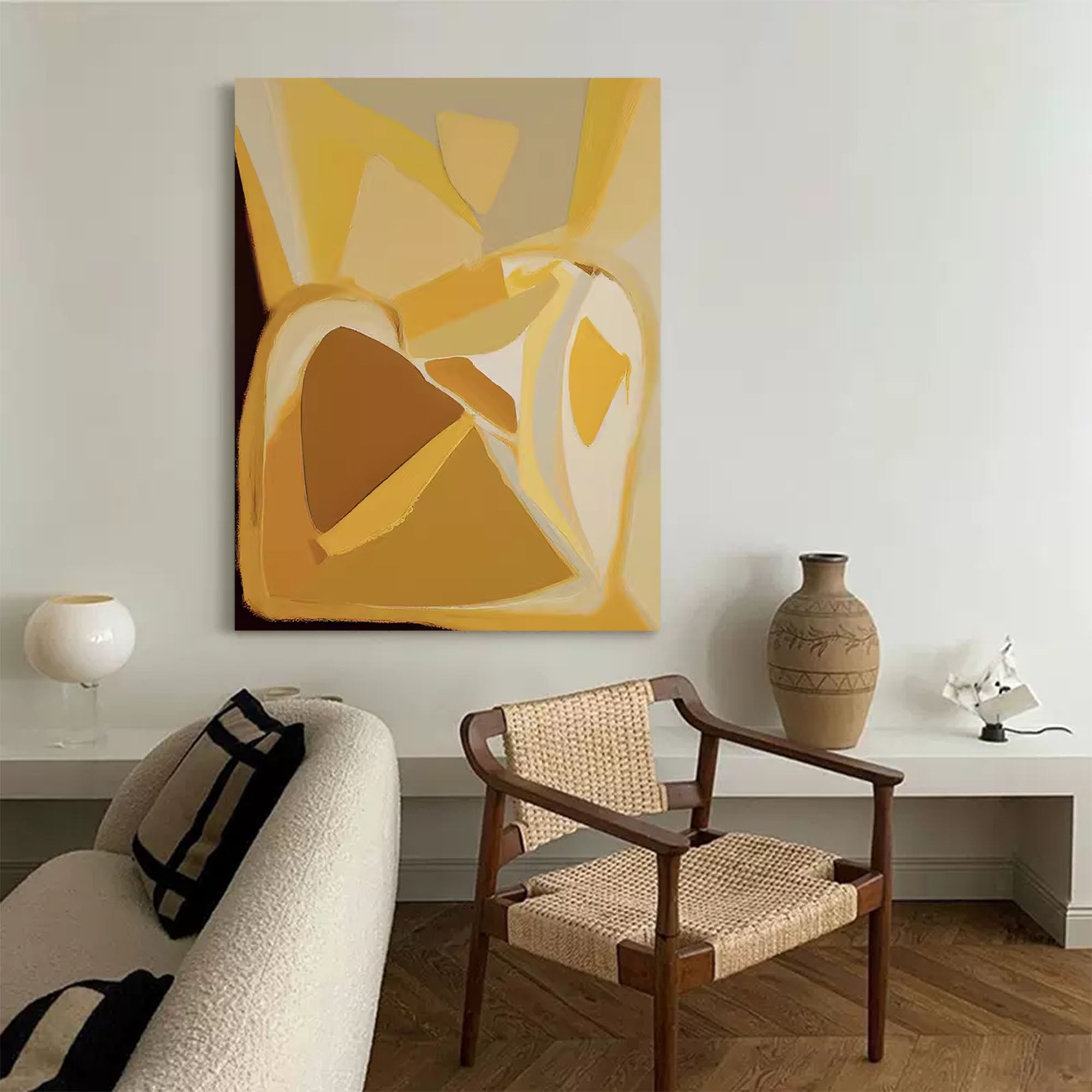 Large Minimalist Yellow Painting Abstract Wall Art Minimalist Textured Painting Yellow Abstract Canvas Art Bedroom Wall Decor