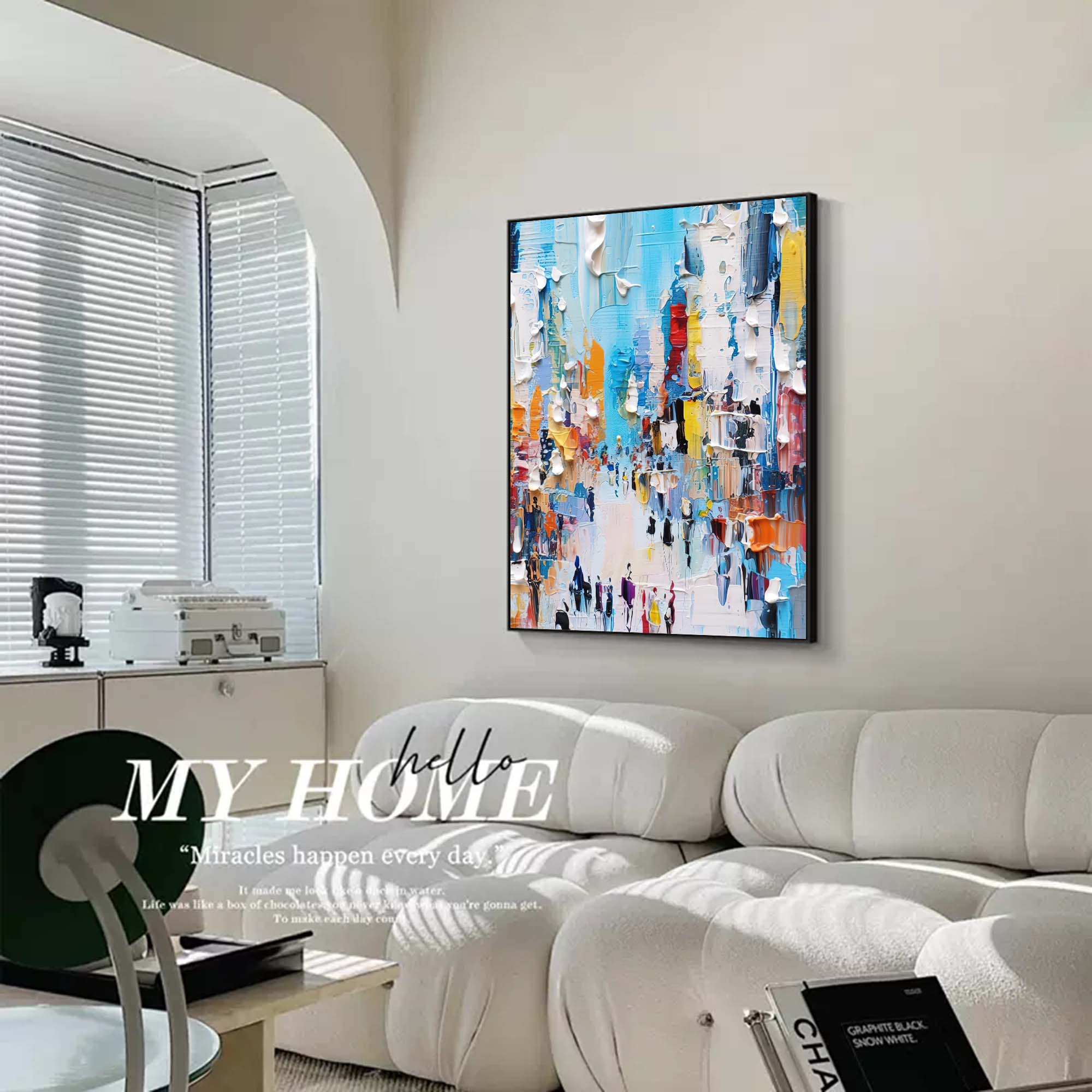 Abstract Cityscape Oil Painting On Canvas Original Modern Urban Scene Art Large Wall Art Home Decor