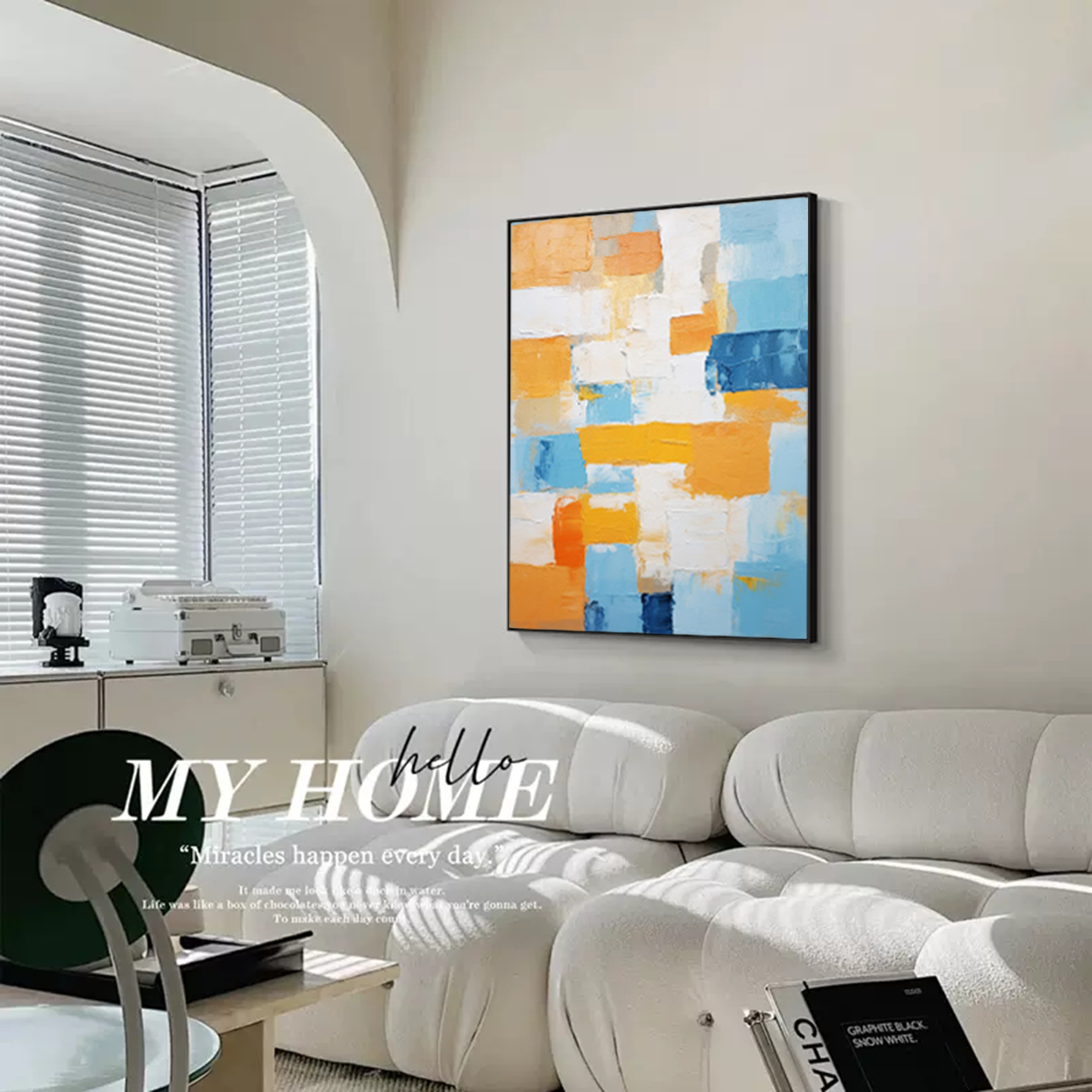 Abstract Colorful Acrylic Painting on Canvas Original Texture Geometric Painting Modern Wall Art Living Room