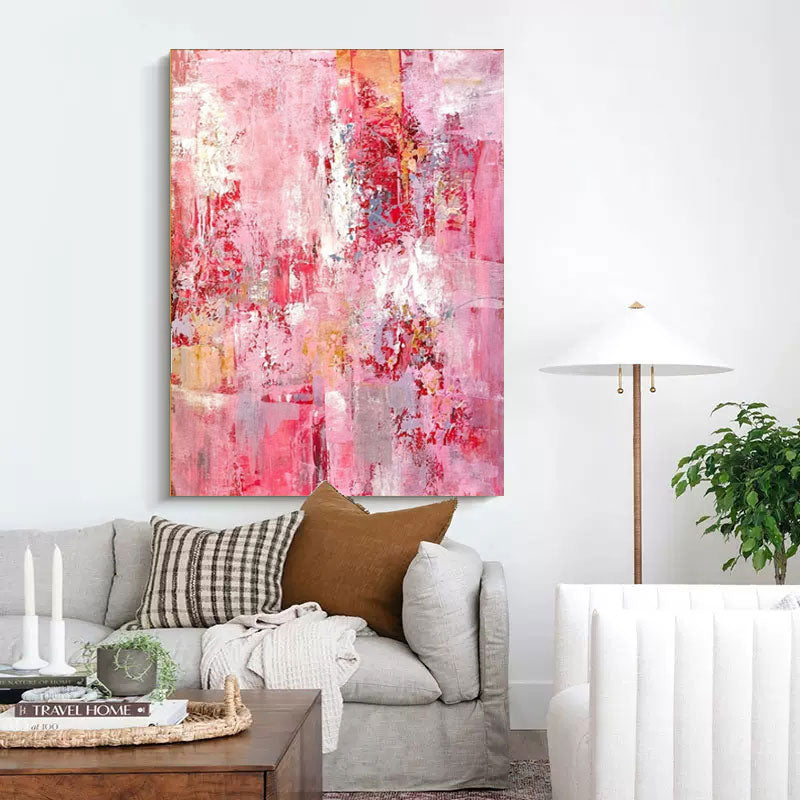 Large Pink Abstract Painting On Canvas Modern Abstract Oil Painting Pink Wall Art Home Decor