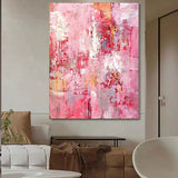 Large Pink Abstract Painting On Canvas Modern Abstract Oil Painting Pink Wall Art Home Decor