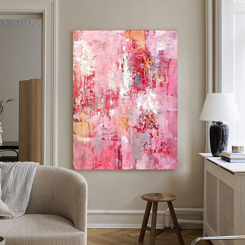 Large Pink Abstract Painting On Canvas Modern Abstract Oil Painting Pink Wall Art Home Decor