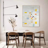 Original Abstract Oil Painting On Canvas Large Texture Geometric Composition Artwork Framed Living Room Decor