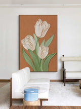 Large Textured Floral Acrylic Painting Modern White Floral Oil Painting On Canvas Original Flower Wall Art Home Decor