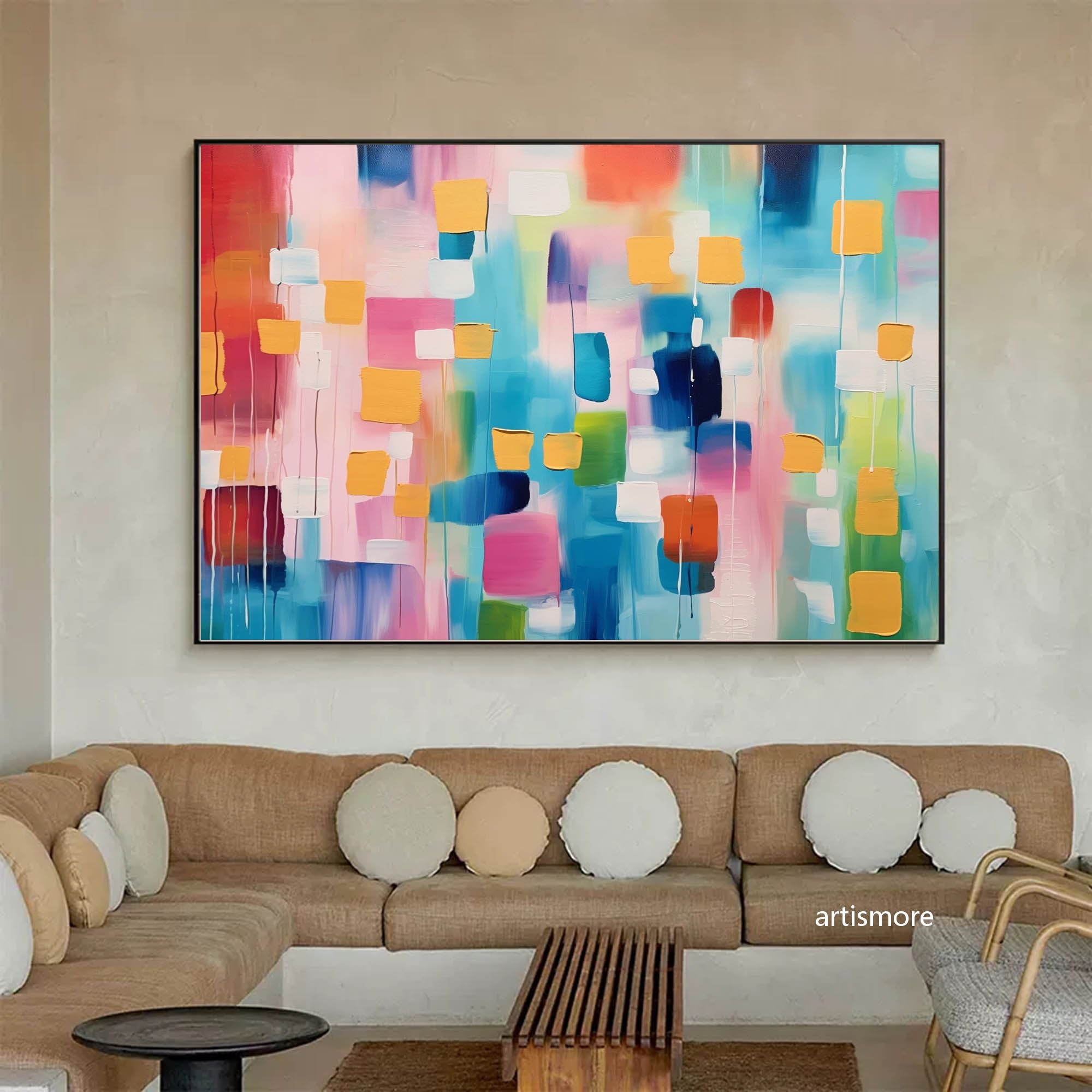 Vibrant Colorful Large Wall Art Original Abstract Oil Painting On Canvas Modern Oil Painting Living Room Decoration