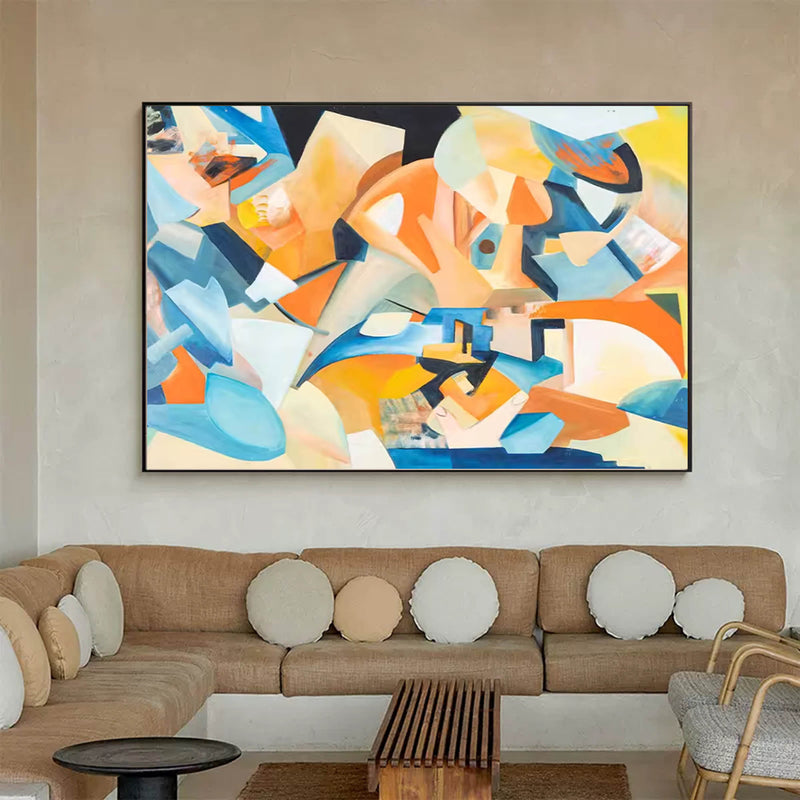 Original Abstract Oil Painting On Canvas Geometric Painting Living Room Wall Art Decor