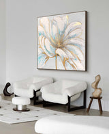 Original Bright white Flower Wall Art Large Textured Floral Acrylic Painting Modern White Floral Oil Painting On Canvas For Living Room