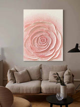 Large Textured Bright Pink Floral Acrylic Painting Original Flower Wall Art Modern Pink Floral Oil Painting On Canvas For Living Room