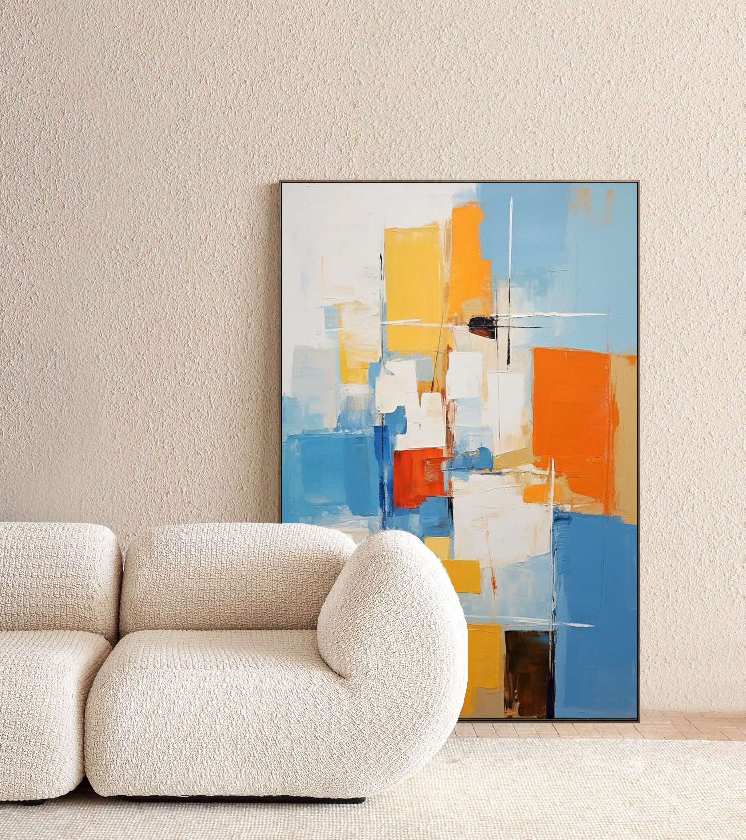 Colorful Abstract Acrylic Painting on Canvas Original Textured Geometric Painting Modern Wall Art Living Room