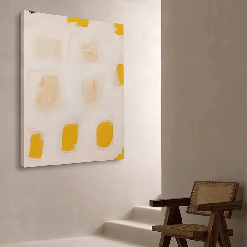 Yellow And Beige Abstract Wall Art Painting Large Minimalist Oil Painting Home Deco