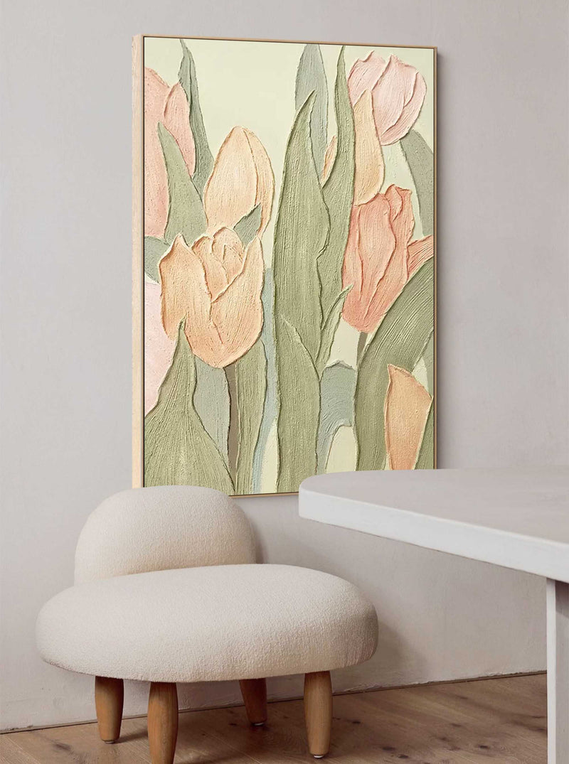 Original Flower Wall Art Large Textured Floral Acrylic Painting Modern White Floral Oil Painting On Canvas Home Decor