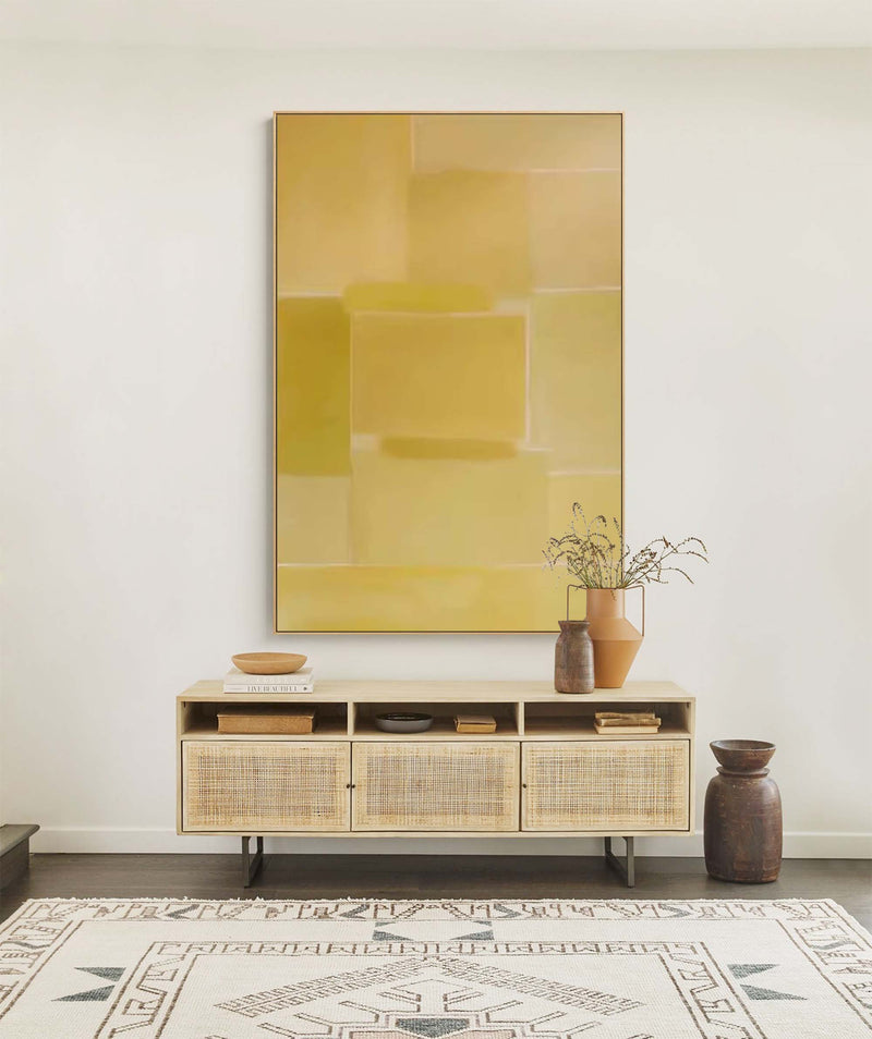 Yellow Abstract Wall Art Canvas Oil Painting Large Minimalist Oil Painting Geometric Home Decor