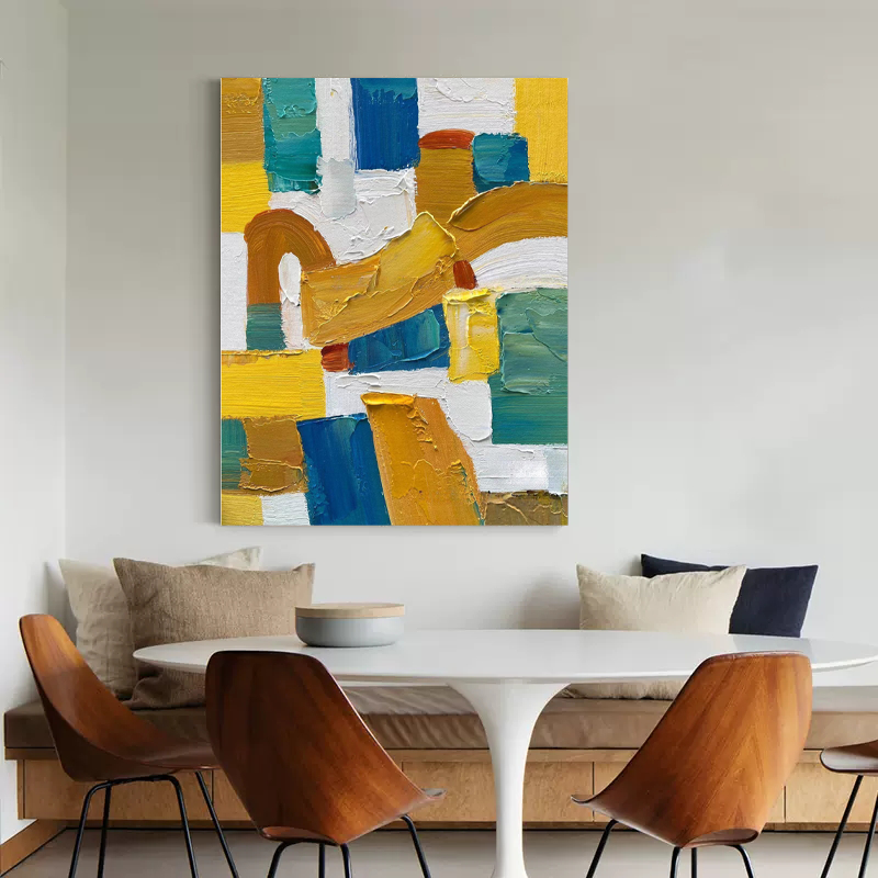 Abstract Geometric Wall Art  Large Original Acrylic Painting On Canvas Living Room