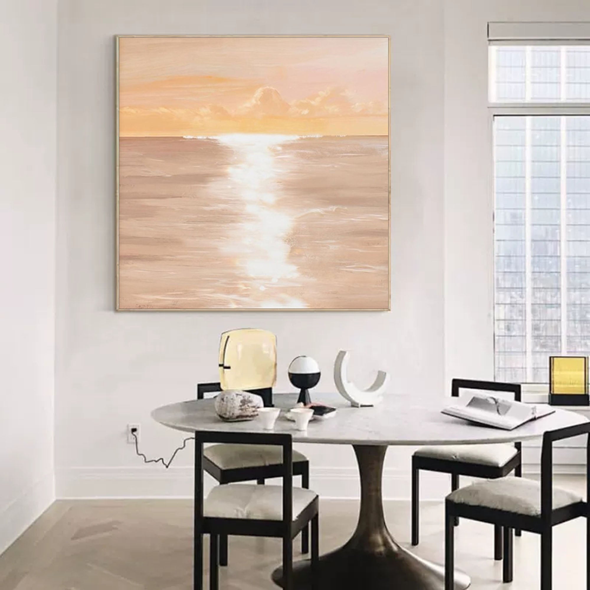 Modern Sunset Oil Painting Large Wall Art Abstract Sunset Seaside Acrylic Painting Home Decor