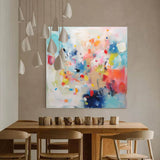 Bright Colorful Abstract Oil Painting Large Square Acrylic Painting Modern Texture Original Wall Art For Living Room