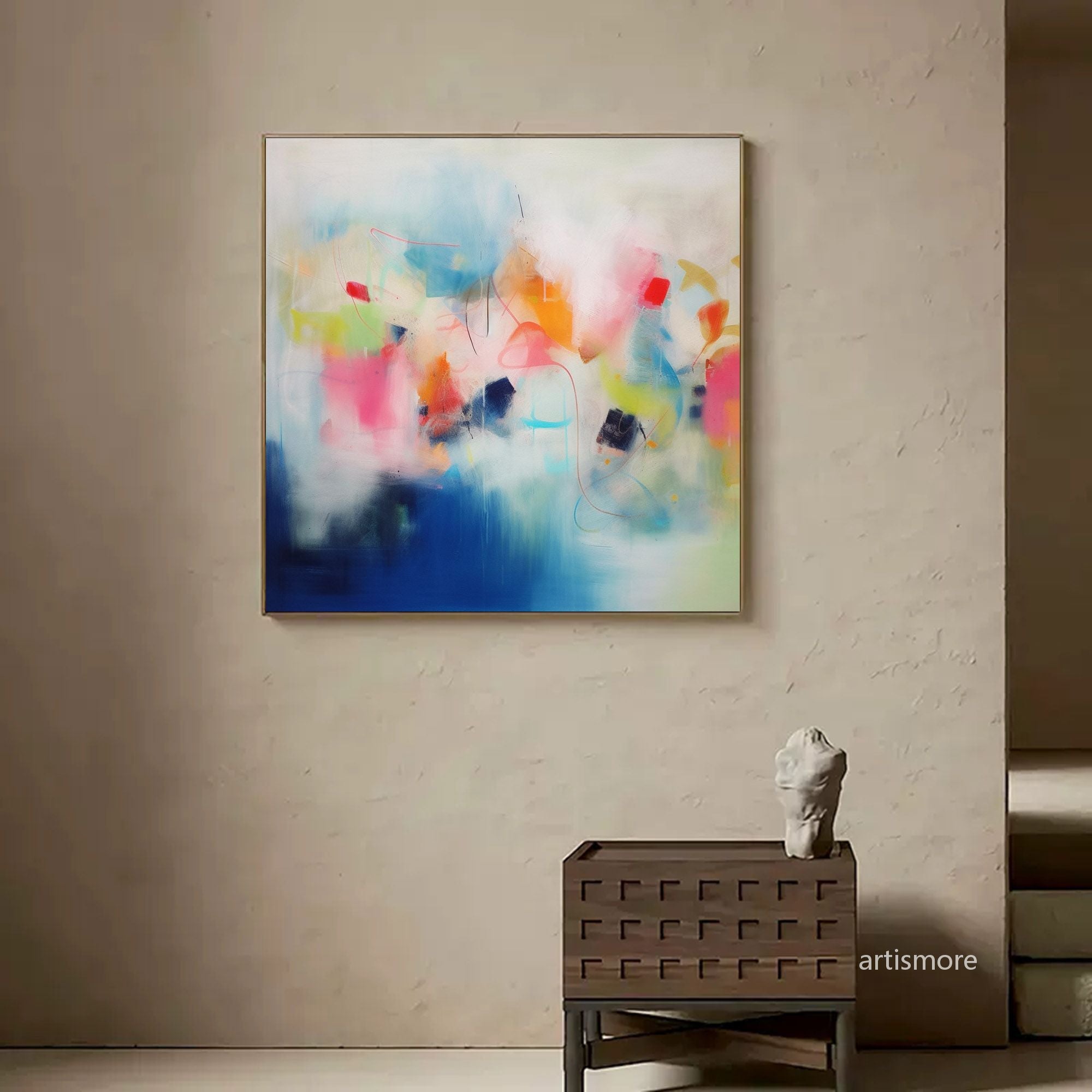 Modern Original Wall Art Large Square Acrylic Painting Colorful Abstract Oil Painting For Living Room