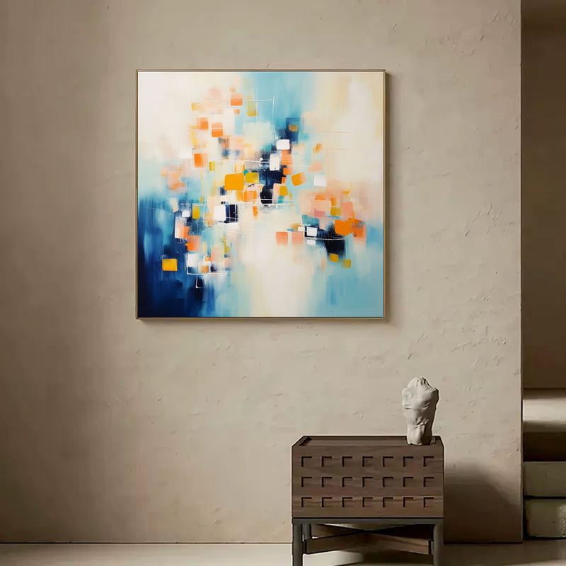 Modern Wall Art Original Abstract Oil Painting On Canvas Large Blue And Yellow Acrylic Painting Home Decor
