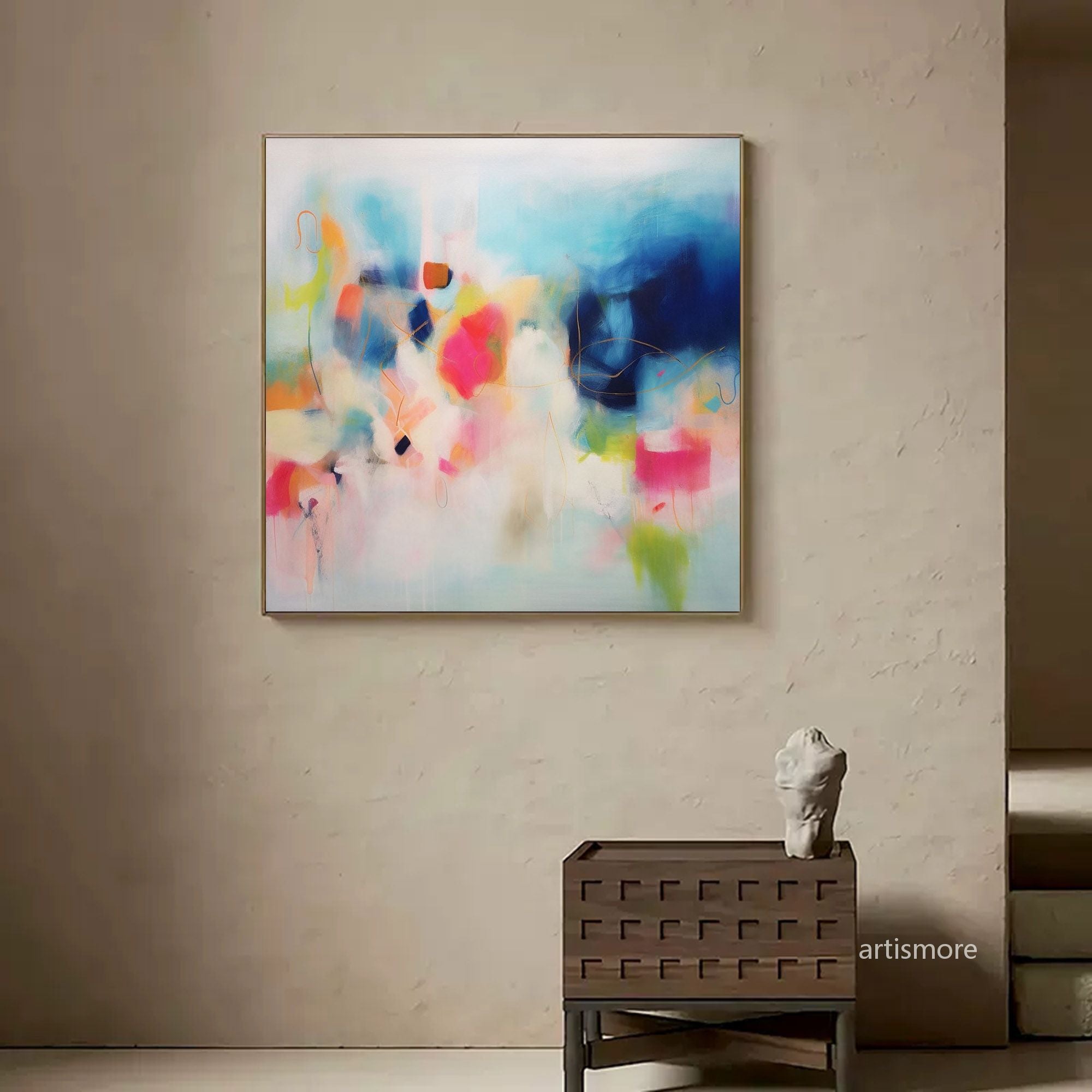 Modern Original Wall Art Large Square Acrylic Painting Colorful Abstract Oil Painting Home Decor